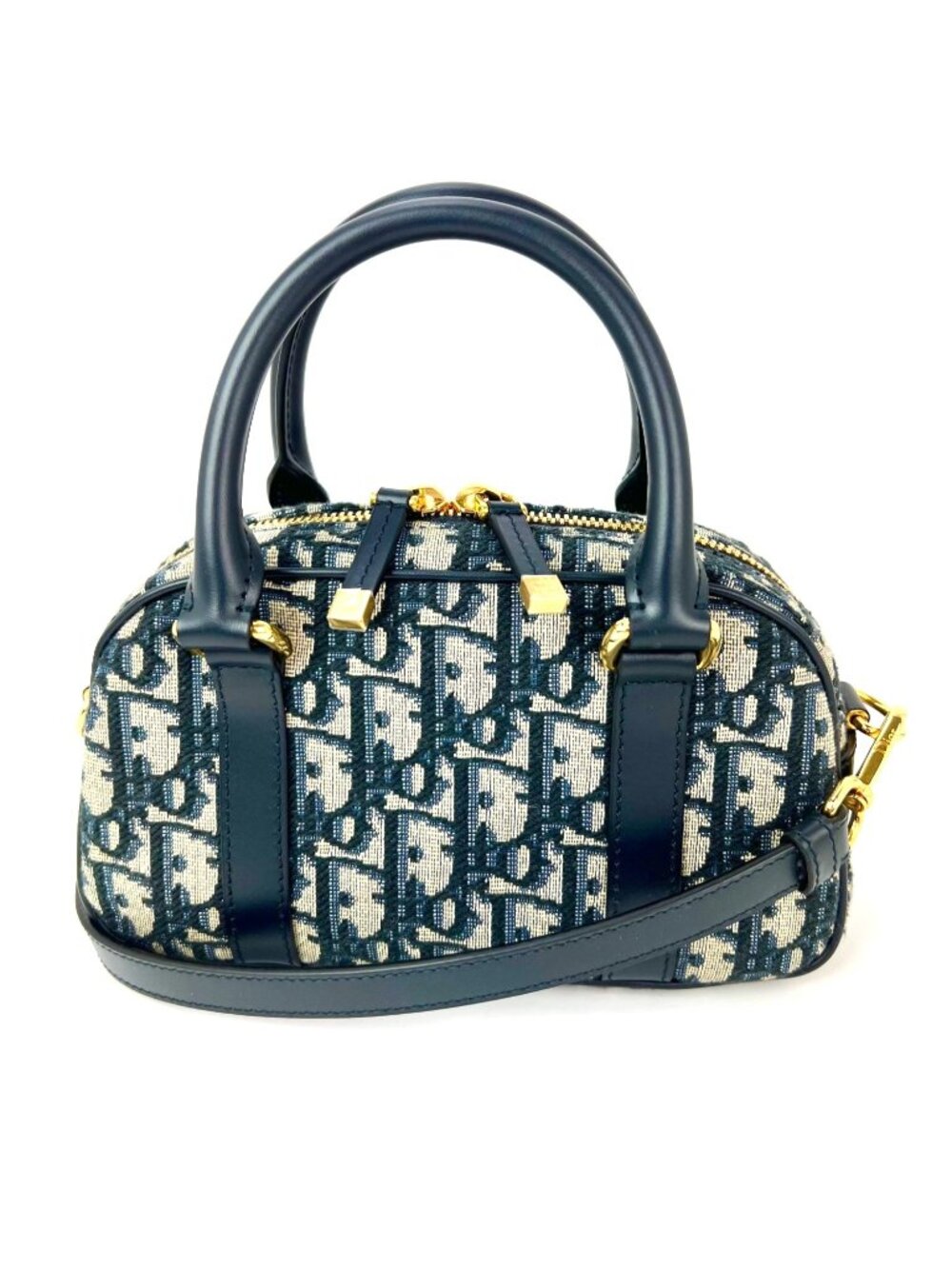Christian Dior Oblique East West Nano D-Vibe Navy Bowling Bag